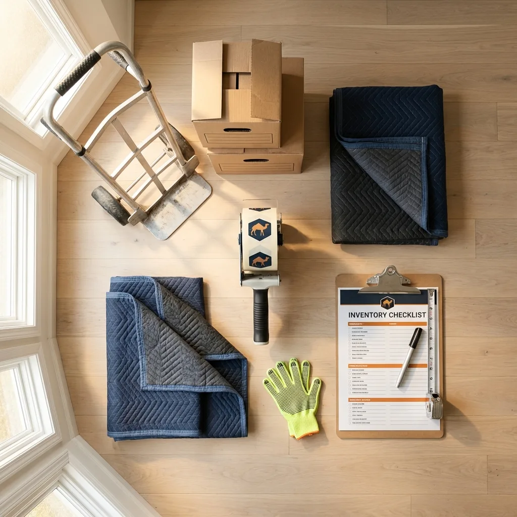 Professional moving supplies and packing materials layout for Hughes Springs residential relocations